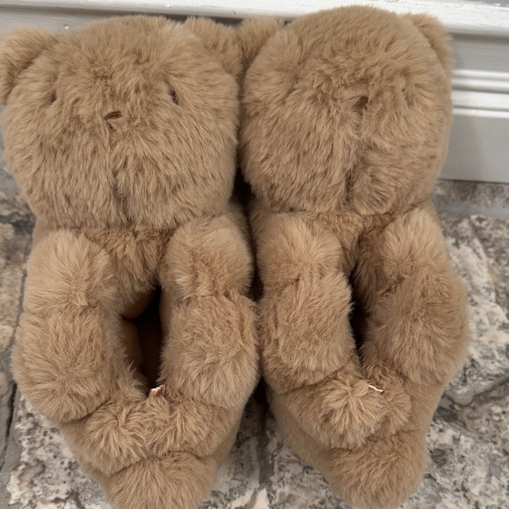 GAP Kids Plush Bear Slippers in Light Brown